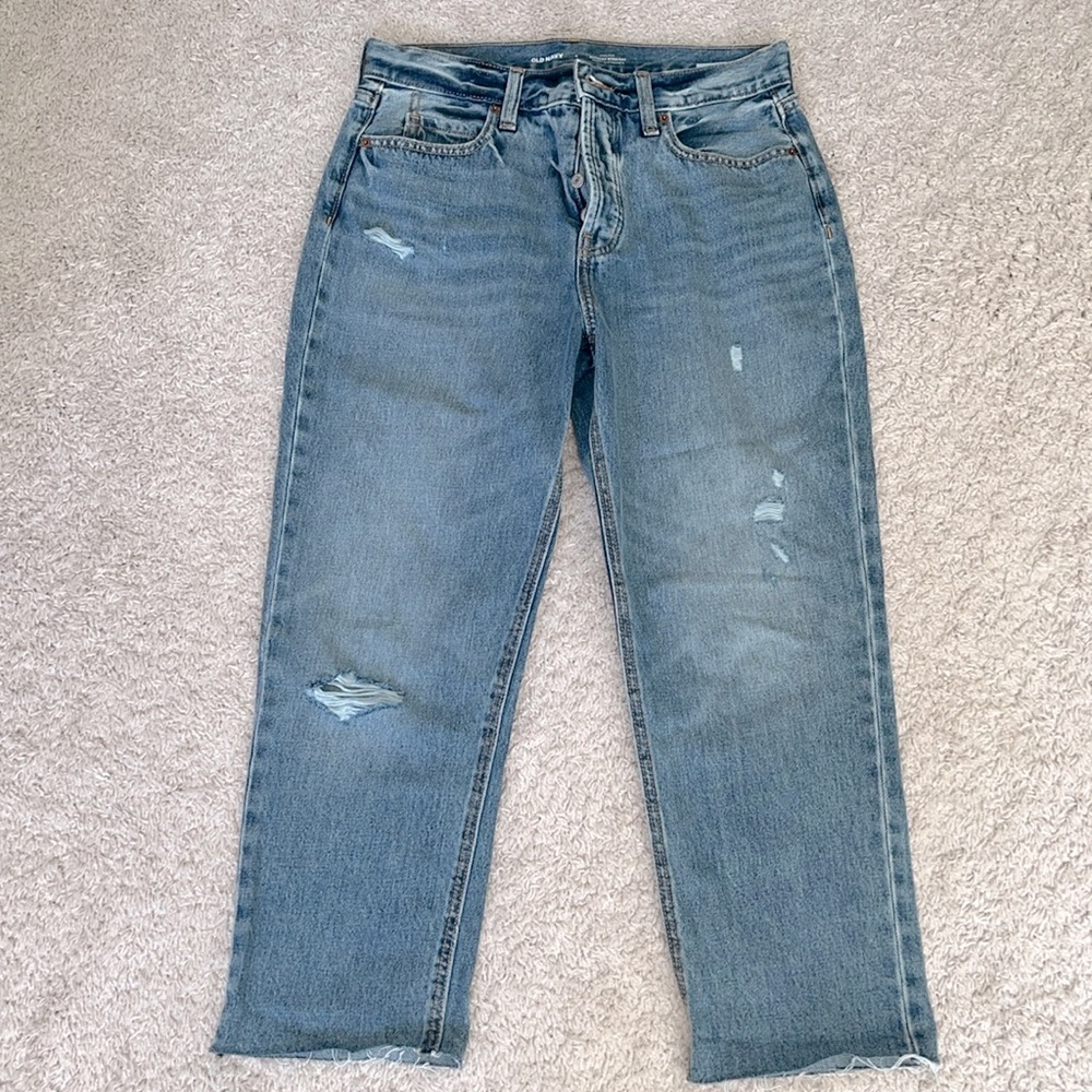 Old Navy Slouchy Straight high rise cropped jeans